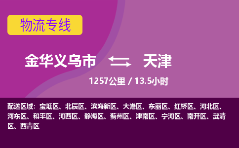 义乌到天津物流公司-承接零担整车，金华义乌市到天津物流专线-托运进仓货物